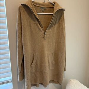 Barefoot Dreams CozyChic Lite Sweater L in Tan